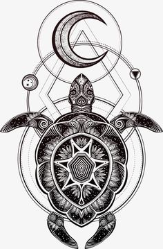 Big Tattoos, Tortoise Tattoo, Hawaii Tattoo, Turtle Png, Sea Turtle Tattoo, Mandala Turtle, Turtle Tattoo Designs, Crazy Tattoos, Moon Cartoon