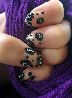 Sprite Nails, Soot Sprite Nails, Painted Nails Ideas, Totoro Nails, Nail Bar Ideas, Alternative Nails, Soot Sprite, Short Gel Nails