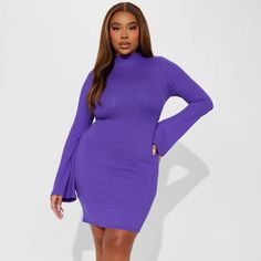 Got This Purple Dress From Fashion Nova And Never Wore It And Am Trying To Sell Things I Don’t Wear. It’s Sooo Cute And I Love The Long Sleeves Fitted Ribbed Purple Dress, Ribbed Mini Dress, Fashion Nova Dress, Fashion Nova Dresses, Purple Dress, To Sell, Fashion Nova, Colorful Dresses, Long Sleeves