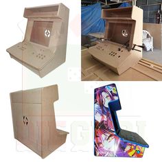 the cardboard box is open and ready to be used as a computer game console for sale