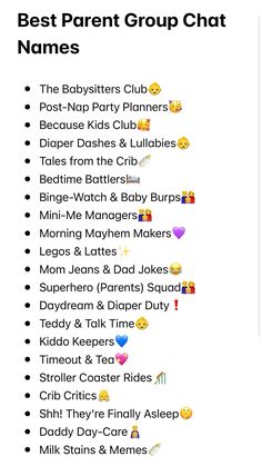 the best parent group chat names are shown in this screenshote screen shot from their website