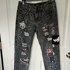 Got At A Garage Sale Never Worn. Stylish Pants And Are 34l One Of The Patched On The Bottom Right Is Loose. Stylish Pants, Garage Sale, Garage Sales, Mens Jeans, Garage, Man Shop, Pants, Gold, Quick Saves