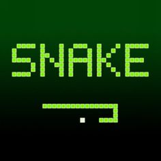 an old - school computer game with the words snake in green and white letters on it