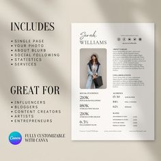 a clean and modern resume template with an image on the front, side and back