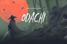 a person standing in front of a red moon with the words odachi on it