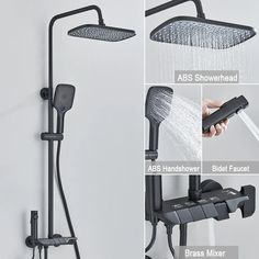 the shower head and handshower are shown with instructions for how to use it