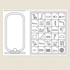 the egyptian symbols and their meaningss are shown in this coloring book, which includes an image