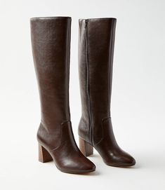 35105565 Tall Walking Boots, Fall Boots With Dress, Boots Wide Calves, Womens Tall Boots Outfit, Tall Dark Brown Boots, Short Dress Tall Boots, Tall Boots Women, Women’s Tall Boots, Fall 2024 Boot Trends