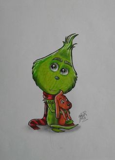 a drawing of the grinch and his dog