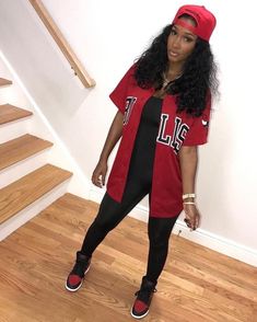 Birthday Party Outfits Plus Size, Baseball Jersey Outfit Women Plus Size, College Homecoming Outfits Black Women, 90s Costume Ideas Woman, Jersey Dress Outfit, Cute Hipster Outfits, Drip Ideas, Mom Fits