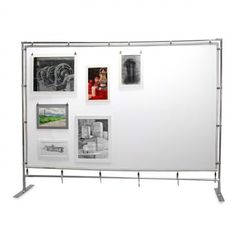 a large white board with pictures on it