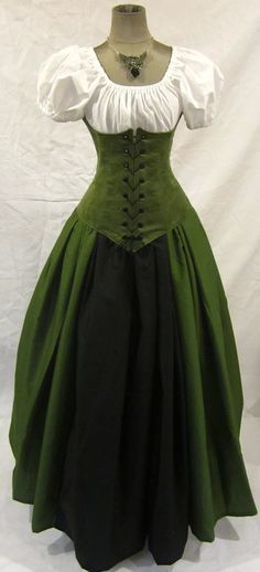 greensuede - medieval wench garb renaissance wench wish my lifestyle would allow for wearing these types of dresses Period Outfit, Medieval Dress, Medieval Fashion, Fantasy Fashion