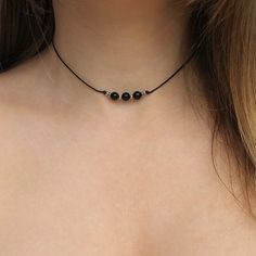 Beaded 6mm Black Tourmaline Cord Necklace, Black Tourmaline Choker, Root Chakra Necklace, Beaded Gemstone Crystal Choker, Black Choker Black Tourmaline Necklace, Choker Black, Black Tourmaline Crystal, Dainty Choker, Protection Crystals, Chakra Necklace, Jewelry Black, Tourmaline Necklace, Crystal Choker