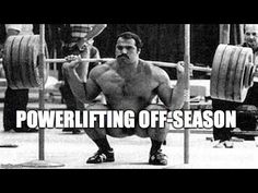 a man doing squats in front of a barbell with the words power lifting off season