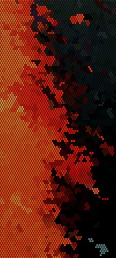 an orange and black background with lots of dots