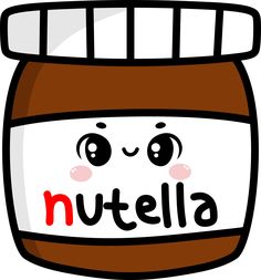 a jar of nutella with the word nutella on it's face and eyes