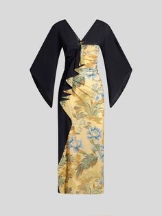 MIDI DRESS WITH PLACED FLORAL PRINT | Dresses | ETRO Crepe Midi Dress, Skirt Crop, Calf Length Dress, Fall 24, Ruffle Midi Dress, Flare Sleeves, Design Principles, Silk Maxi Dress, Lacing Sneakers