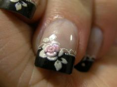 Love this! Gothic Nail Art, Gothic Nails, Really Cute Nails, Rose Nails, Nails Polish, Acrylic Nail Art, Manicure Y Pedicure, Valentine's Day Nails, Cool Nail Art