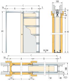 the drawing shows an open door, with measurements and measurements for each section to be opened