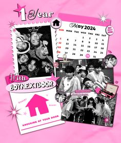 two calendars with images of young people on them and the same one in pink