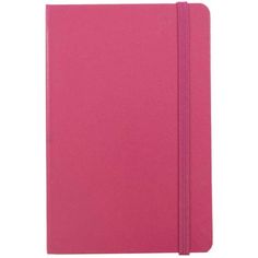 a pink notebook on a white background with clippings and a pen in the middle