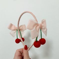 Cherry bow headband Cherry Headband, Cherry Hair, Ginger Snaps, Pink Princess, Bow Headband, Pink Bow, Barrettes, Hair Bow, Kids Hairstyles