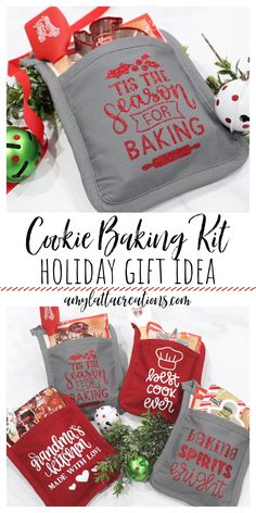 the cookie baking kit is on display in front of christmas decorations and other holiday items