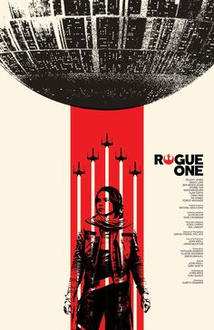 a movie poster for the film rogue one with an astronaut standing in front of a giant object