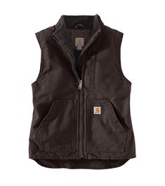 On a cool day, layer up and head out into the field in this women's vest. Made of rugged cotton duck, the vest is sherpa-lined for extra warmth. Carhartt Womens Vest, Carhart Vest Women, Trendy Clothing Pieces, Western Vest Women, Carhartt Vest Women, Western Christmas Present Ideas, Christmas Wishlist Ideas Western, Gifts For Western Women, Cold School Fits