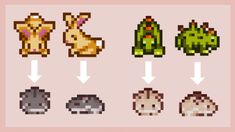 an image of pixel art with different animals