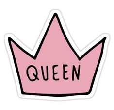 a pink sticker with the word queen written on it's side and a crown at the top