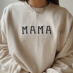 This unique and trendy beige Mom Mama sweatshirt is perfect for lounging in this cozy fall season! This is also perfect for gifting to your loved ones! The letters (patches) and are heat pressed. Our sweatshirts run in a UNISEX fit. The sweaters naturally have a slightly oversized fit giving extra room for moving around and comfort! For this reason, we highly recommend getting your true normal size especially if you like that slight oversized fit! :) We are currently offering sizes S-L. The mate Beige Mom, Gifts For New Mom, Pregnancy Announcement Ideas, Mama Crewneck, Mama Sweater, Announcement Ideas, Mom Sweater, Mama Sweatshirt, Mom Sweatshirt