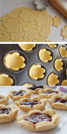 there are several pictures of cookies being made