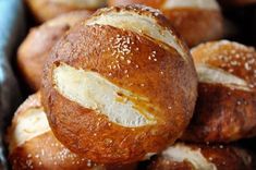 several loaves of bread sitting on top of each other