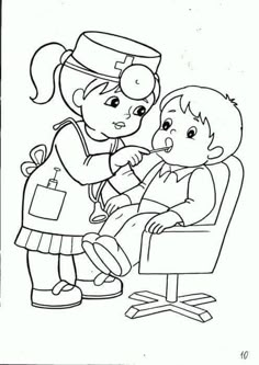 a black and white drawing of two children sitting in a chair, one is holding the other