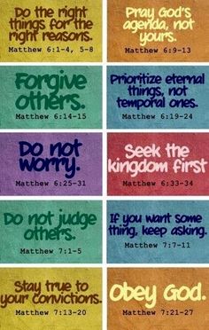 the ten commandments of the bible in different colors and font styles, including one that says do not judge others