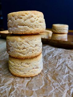 three biscuits stacked on top of each other