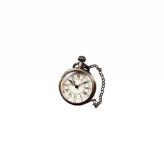 an old fashioned pocket watch is hanging from a chain on a white background with space for text