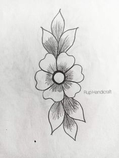 a drawing of a flower with leaves on it