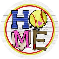 Home Softball Circle Metal Sign 8 Softball Door Hangers For Hotel, Softball Door Signs For Hotels, At The Ball Field Door Hanger, Unique Wreath, Sublimation Printer, 3rd Party, Door Hanging, Wreath Sign, Aluminum Signs