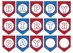 happy birthday banner with red, white and blue colors