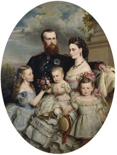 a portrait of a family with two children