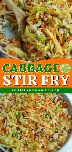 cabbage stir fry with carrots and celery in a pan