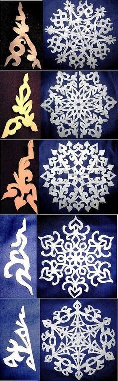 snowflakes that are all different colors and shapes