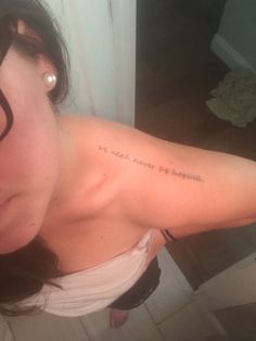 a woman with a small tattoo on her arm saying, no matter what she wants