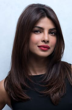 Deep U Haircut, Medium Asymmetrical Hairstyles, Priyanka Chopra Haircut, Bangs Diy, Priyanka Chopra Hair, Hair Color For Warm Skin Tones, Hair Color For Brown Skin, Sleek Short Hair, Cut Bangs