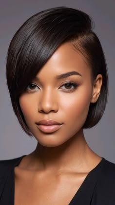 Discover gorgeous hairstyles for Black women and girls with this stunning look. From natural styles to intricate designs, these hairstyles are perfect for celebrating the beauty and versatility of Black hair. Whether you’re looking for a chic everyday look or something special, these Black girls' hairstyles offer inspiration for every occasion. Explore more styles that embrace the unique texture and beauty of Black hair Bob Cut Natural Hair Black Women, Short One Length Hair, Professional Hairstyles For Black Women, Dreads Short Hair, One Length Hair, Healthy Relaxed Hair, Quick Weaves, Short Sassy Hair