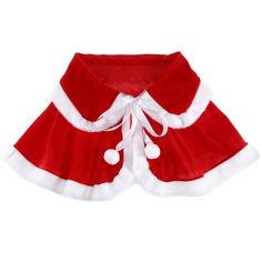 a red and white skirt with pom poms