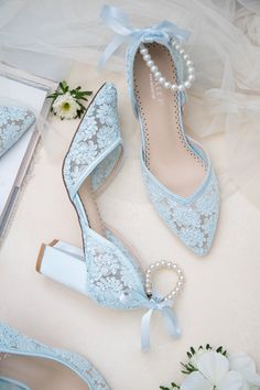 Light Blue Crochet Lace Almond Toe Block Heel With Pearls - Etsy Dusty Blue Shoes Wedding, Light Blue Bridal Shoes, Light Blue Bridal Dress, Spring Wedding Lace Shoes, Lace Heels With Lace Trim For Wedding, Lace Ankle Strap Wedding Shoes, Summer Wedding Shoes With Lace, Summer Evening Wedding Shoes With Lace, Summer Evening Wedding Shoes In Lace