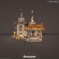 an animated image of a house made out of bricks and stones with the words armorer above it